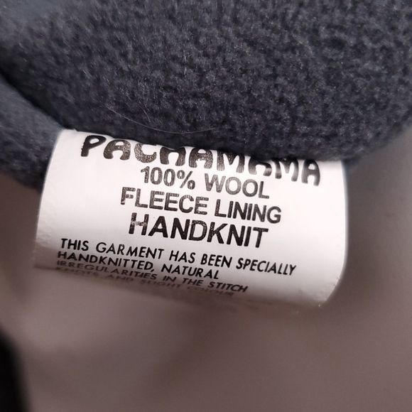 Pachamama Wool Fleece Lined Handknit Full Zip Sweater Vest Boho Blue sz S/M - Picture 5 of 8